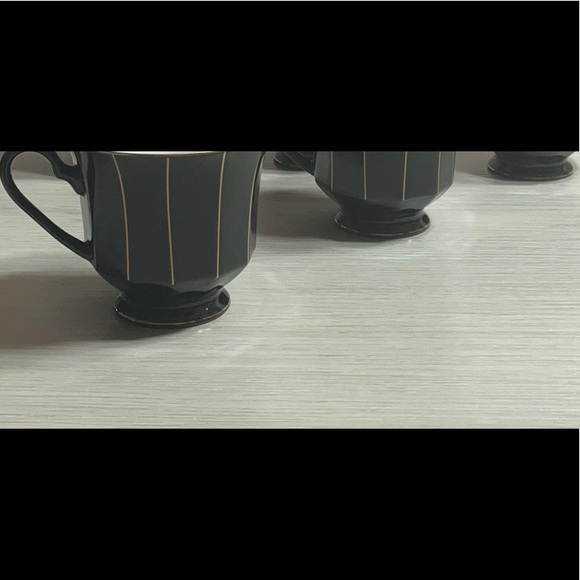 6 Mikasa Formal Faces Midnight Gold Tea Cups L9903 Made In Japan - Picture 5 of 6